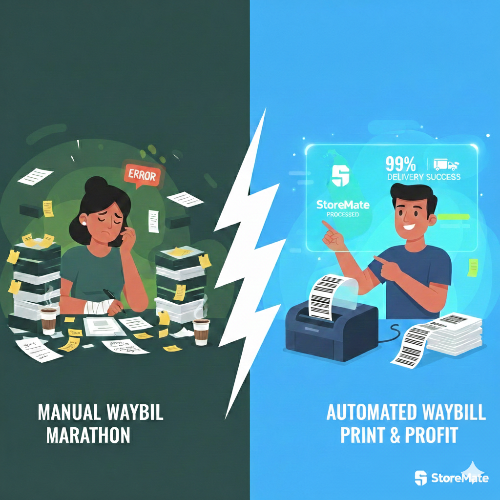 Handwritten waybill vs automated printed waybill for Sri Lankan online businesses.